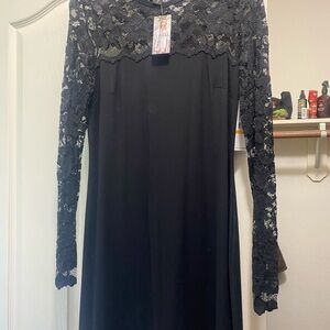 Elegant Black Lace Long Sleeve Dress